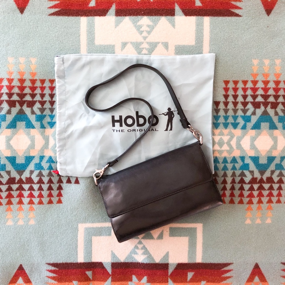 HOBO Black Leather Crossbody Wallet